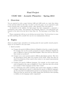 Final Project CGSC 633 – Acoustic Phonetics – Spring 2013 1