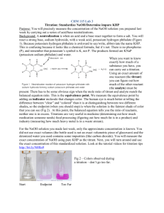 CHM 115 Lab 3 Titration: Standardize NaOH/Determine impure KHP
