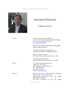 Curriculum Vitae - Mr. Siegfried Wiessner, Professor of Law