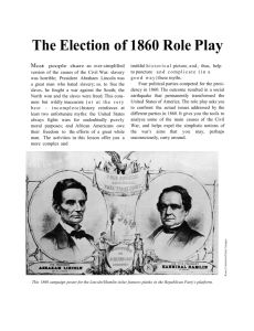 The Election of 1860 Role Play - Warren Hills Regional School District