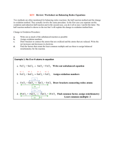 KEY Review: Worksheet on Balancing Redox Equations