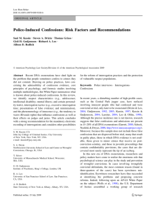 Police-Induced Confessions: Risk Factors and