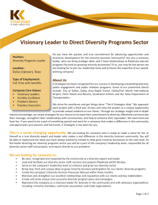 Visionary Leader to Direct Diversity Programs Sector