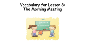Vocabulary for Lesson 8: The Morning Meeting