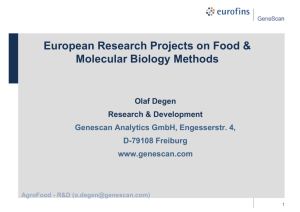 European Research Projects on Food & Molecular Biology Methods