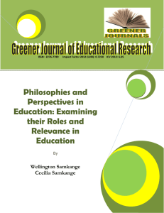 Philosophies and Perspectives in Education