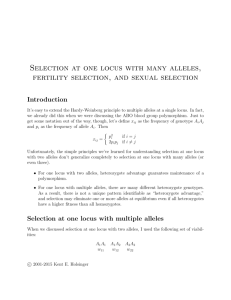 Selection at one locus with many alleles, fertility
