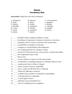 Othello Vocabulary Quiz Instructions: Match the word with its