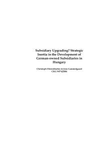 Subsidiary Upgrading? Strategic Inertia in the Development of