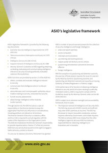 ASIO's legislative framework