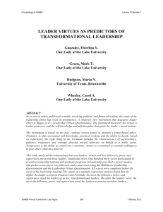 leader virtues as predictors of transformational leadership