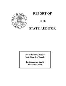 Discretionary Parole, State Board of Parole, Performance Audit