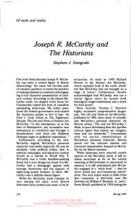 Joseph R. McCarthy and The Historians
