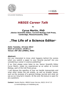 HBIGS Career Talk „The Life of a Science Editor“