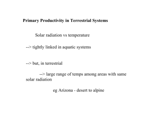 Primary Productivity in Terrestrial Systems Solar radiation vs