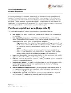 Purchase requisition form (Appendix A)