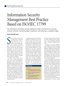 Information Security Management Best Practice Based on ISO/IEC