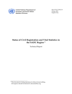 Status of Civil Registration and Vital Statistics in the SADC Region *