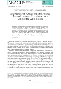 Endogeneity in Accounting and Finance Research: Natural