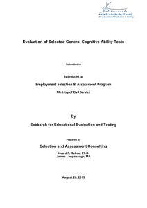 Evaluation of Selected General Cognitive Ability Tests Employment