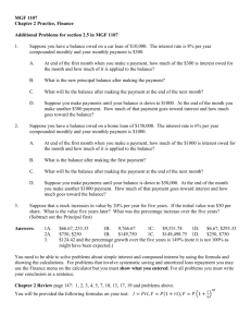 MGF 1107 Chapter 2 Practice, Finance Additional Problems for