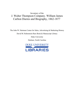 J. Walter Thompson Company. William James Carlton Diaries and
