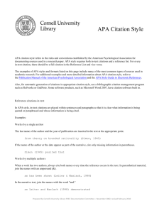 APA Citation Style - Cornell University Library