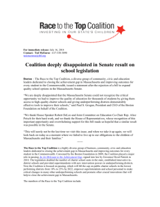 Coalition deeply disappointed in Senate result on school legislation