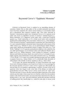 Raymond Carver's “Epiphanic Moments”