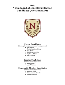2014 Nova Board of Directors Election Candidate Questionnaires