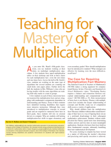 Teaching for Mastery of Multiplication