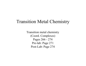 Lab 11: Transition Metal Chemistry