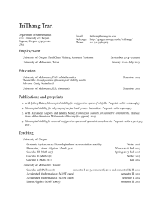 TriThang Tran: Curriculum Vitae