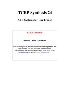 TCRP Synthesis 24 AVL Systems for Bus Transit NOTE TO READER