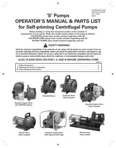 'S' Pumps OPERATOR'S MANUAL & PARTS LIST for Self