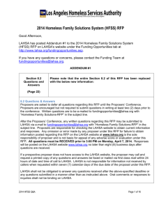2014 Homeless Family Solutions System (HFSS) RFP