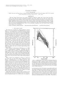 PULSARS AT PARKES ABSTRACT The first pulsar observations