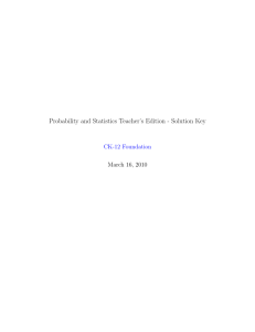 Probability and Statistics Teacher's Edition - Solution Key - CK