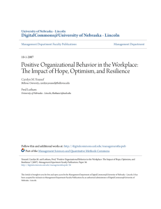 Positive Organizational Behavior in the Workplace: The Impact of