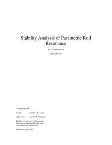 Stability Analysis of Parametric Roll Resonance