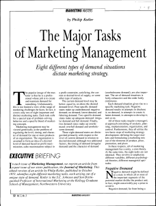 The Major Tasks of Marketing Management