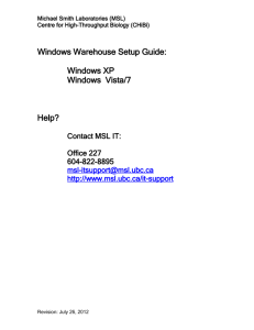 Windows Warehouse Setup Guide: Windows XP Windows Vista/7