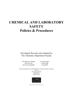 CHEMICAL AND LABORATORY SAFETY Policies