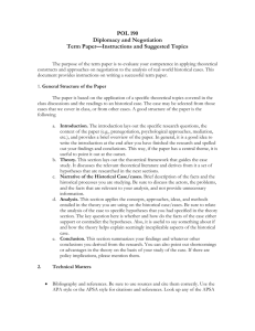 POL 190 Diplomacy and Negotiation Term Paper—Instructions and