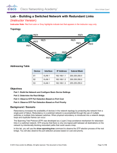 Lab – Building a Switched Network with Redundant Links (Instructor