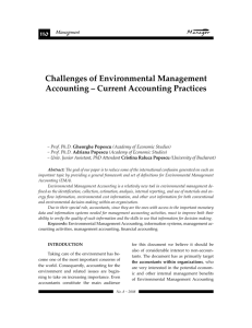 Challenges of Environm ental M anagem ent Accounting – Current