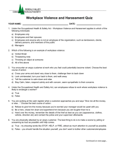 Workplace Violence and Harassment Quiz