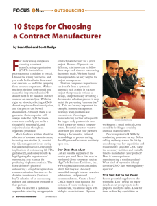 10 Steps for Choosing a Contract Manufacturer