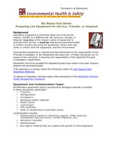Bio Basics Fact Sheet: Preparing Lab Equipment for Service