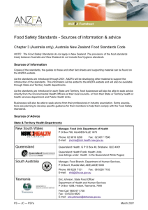Food Safety Standards - Sources of information & advice